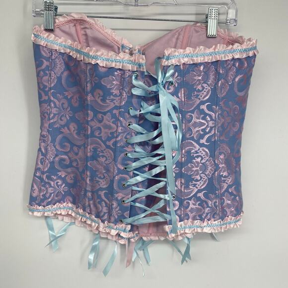Corset Lace Up Women’s Large Boo Peep Fairy Whimsigoth Floral Ribbons Cos Play - Picture 2 of 6